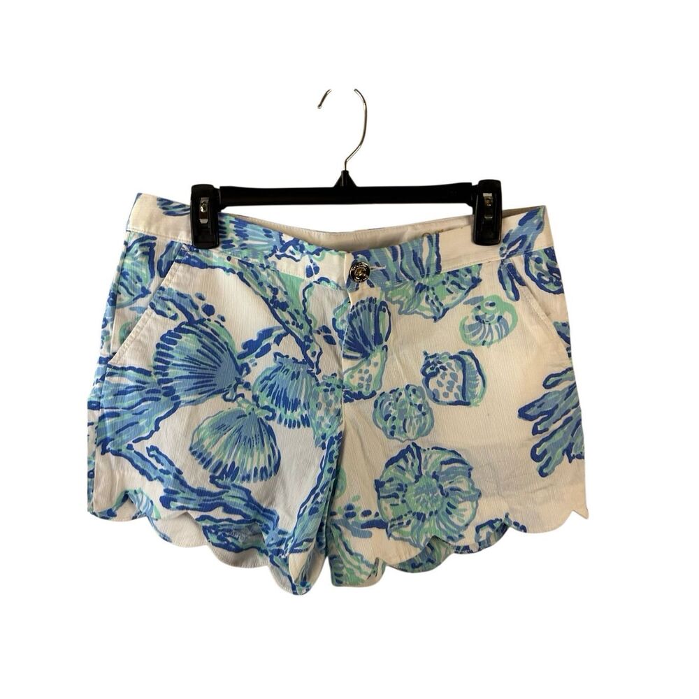Lilly‎ Pulitzer Shorts size 8 Scalloped Buttercup Blue Green Seashells